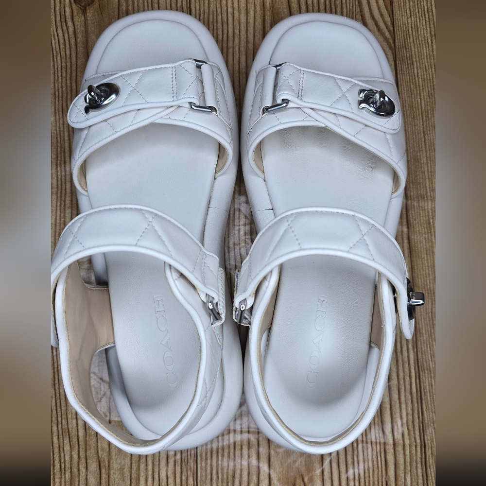 Coach Women's Peyton Leather Chunky‎ Sandal Size 8.5 - Picture 9 of 14